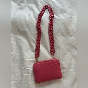 Anthropologie pink leather purse worn once